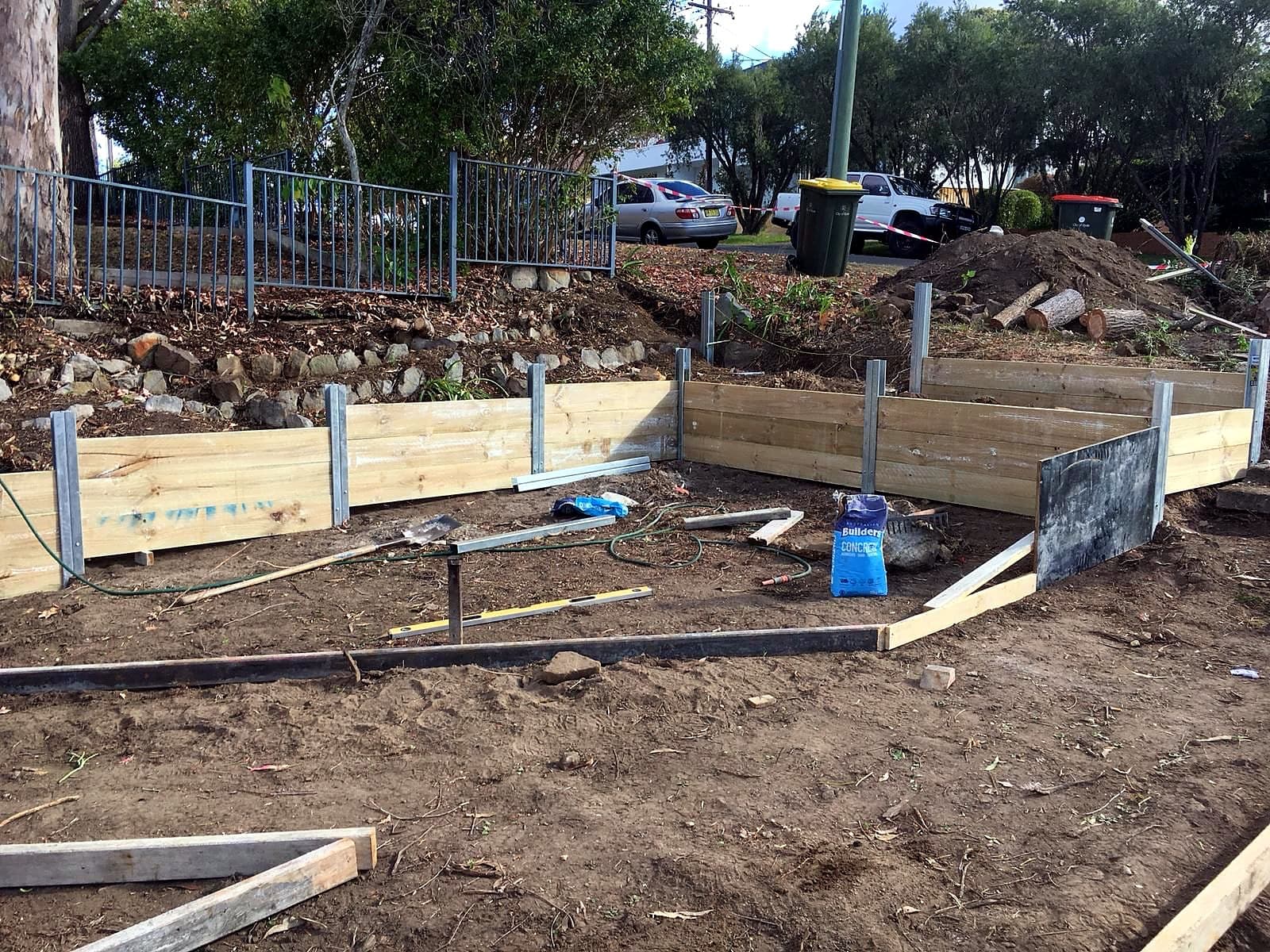 Streetside retaining wall built along a residential frontage in Gladesville by Nazscapes