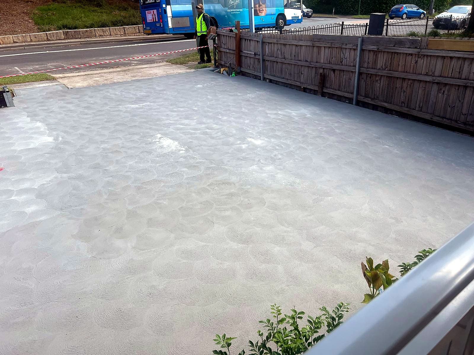 Finished concrete slab and driveway edge in Ryde by Nazscapes